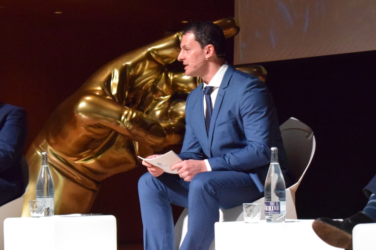 El ministre d'Economia i Empresa en funcions, Jordi Gallardo, en un acte celebrat aquest matí a l'auditori nacional d'Ordino.